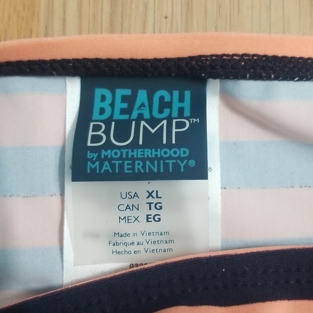 Motherhood Maternity Bump Maternity Bikini Swim Bottoms Peach Stripe - Picture 8 of 9